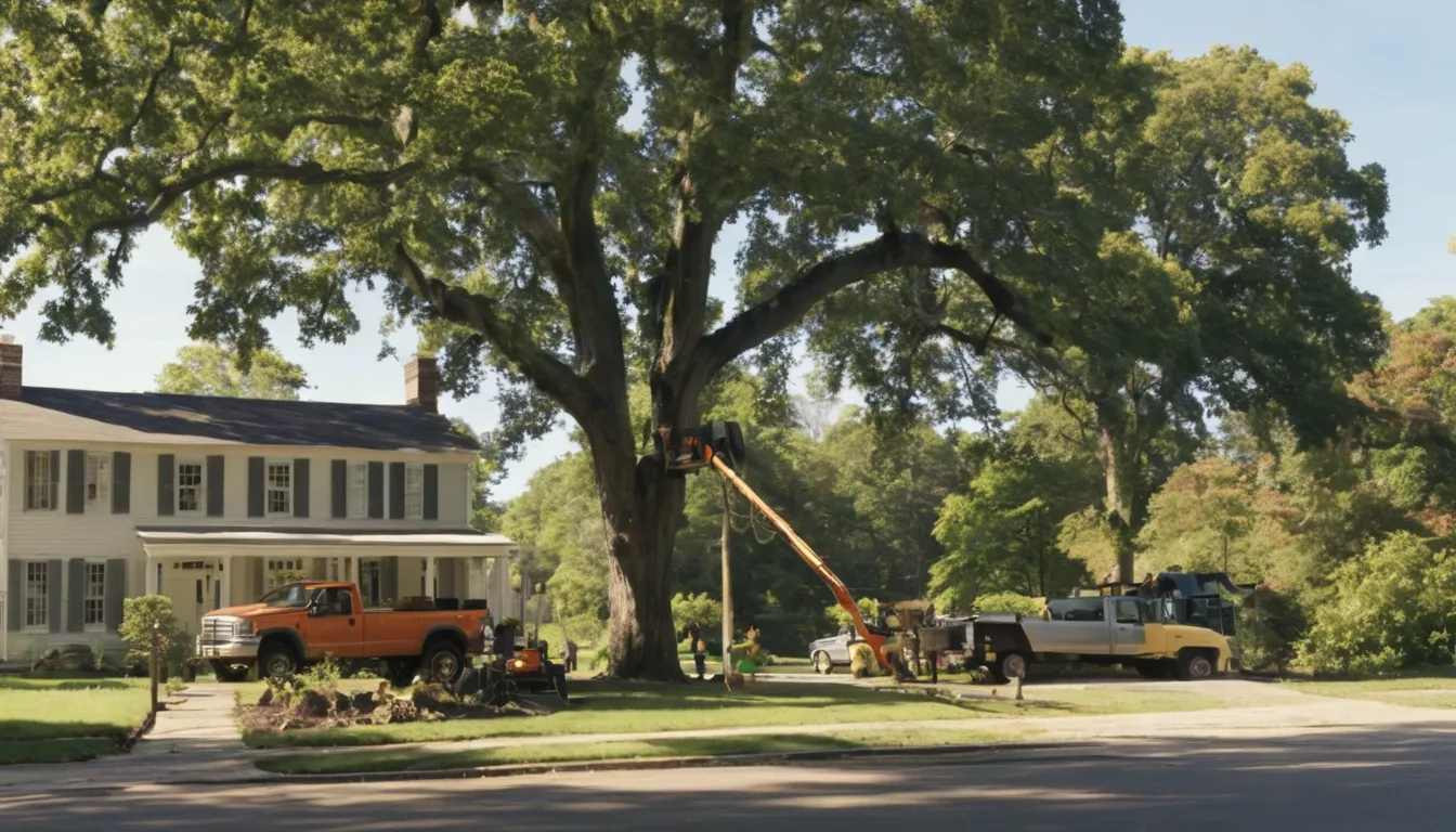 Independent tree removal provider lowering a large trunk section near a home in Poolesville